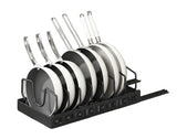 Pull-out pots and pans organizer for kitchen cabinets